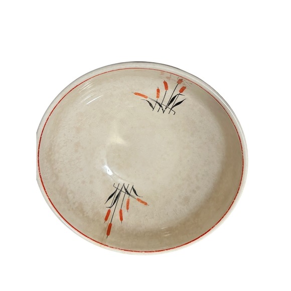 Sears Other - Vintage Universal Cambridge Ceramic Bowl Cream Cattail Reed‎ Cottagecore